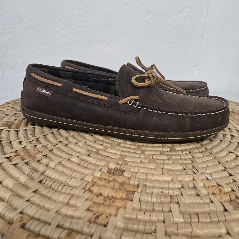 L.L. Bean Men's Dark Brown Leather Loafers Slippers - Picture 7 of 7
